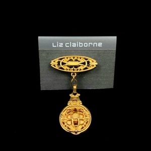 Liz Claiborne Gold Matte Locket Pin